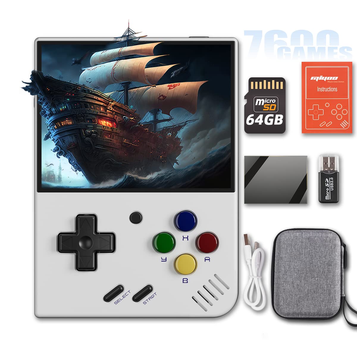 Miyoo Mini Plus Handheld Game Console 3.5 inch Miyoo-Mini+ Pocket Portable Retro Video Games Consoles Rechargeable Hand Held Classic System Open
